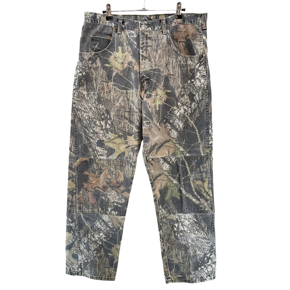WRANGLER Camo Straight Leg Jeans • 36 • green brown